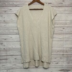 Cyrus Oatmeal Beige Ribbed V-Neck Sweater Vest High Low Hem XL C532205FM